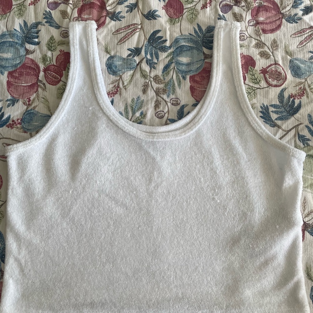 Hollister White Fitted Crop Tank Top